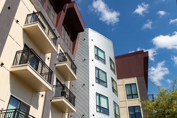 A modern building with balconies